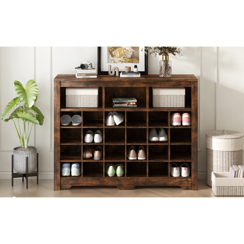 Buffet rustique brun avec rangement pour chaussures, Brun