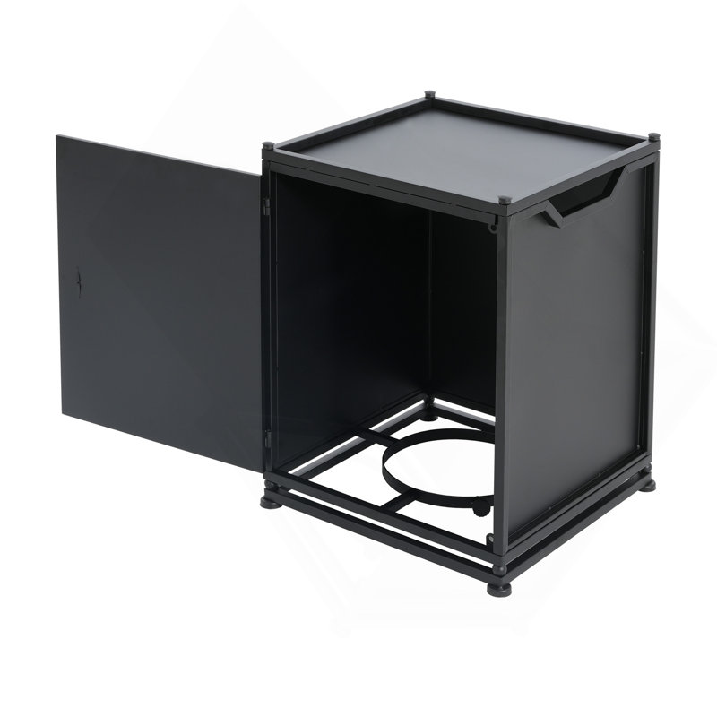 Table d'appoint pour l'extérieur avec support de réservoir en métal, noir mat