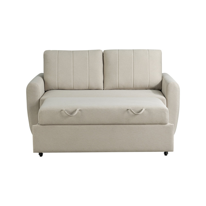 Serta Lowry 66.5" Full-Size Upholstered Convertible Sleeper Loveseat, Beige