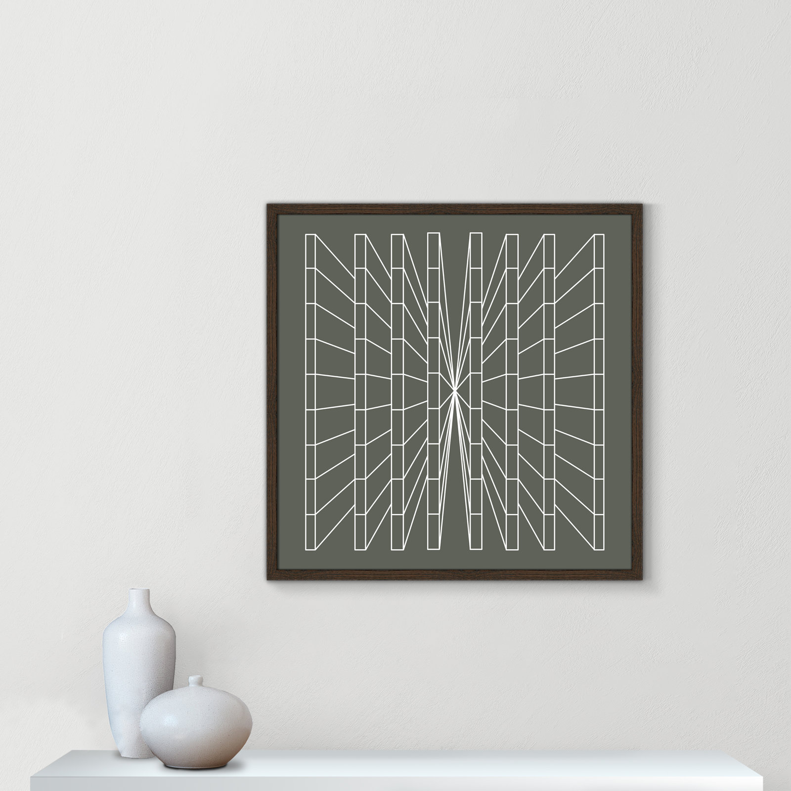 Olive Perspective by Sandi Hauanio, 27.5" H x 27.5" W x 0.75" D, Walnut Wood Grain