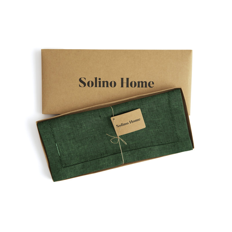 Milan - 100% Pure Linen Table Runner, 108" x 14", Forest Green