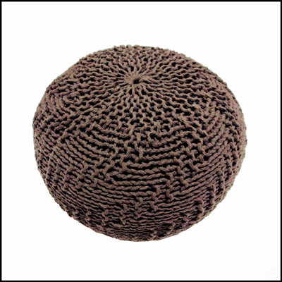 Charming Round Eco-Friendly Hand-Knitted Pouf, Perfect For Modern Home And Outdoor Use, Compact And Stylish.