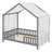 Montessori House Bed with Roof & Canopy, Wood Toddler Floor Bed with High Railings-386128653