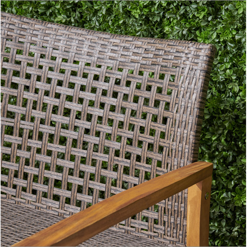 Causeuse en bois et osier Hampton, Brun