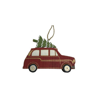 Figurine suspendue voiture en bois