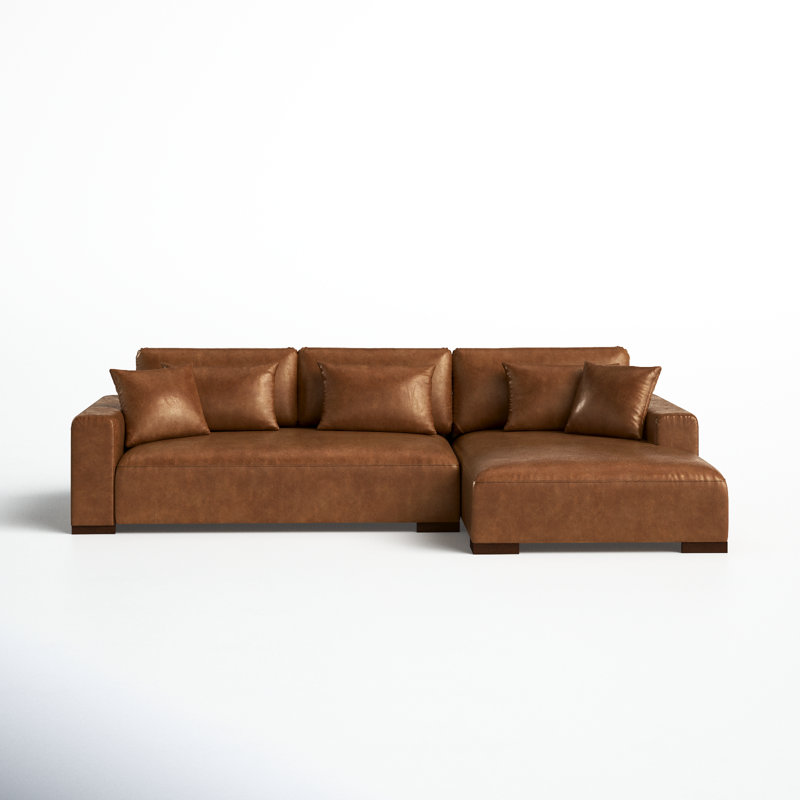 Canapé et méridienne Asyiah, Microfibre/microsuède brun, Orienté à droite