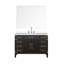 Meuble-lavabo simple en chêne noir l 48 po x P 22 po, comptoir en quartz blanc, ensemble de robinets et miroir de 46 po-1867829599
