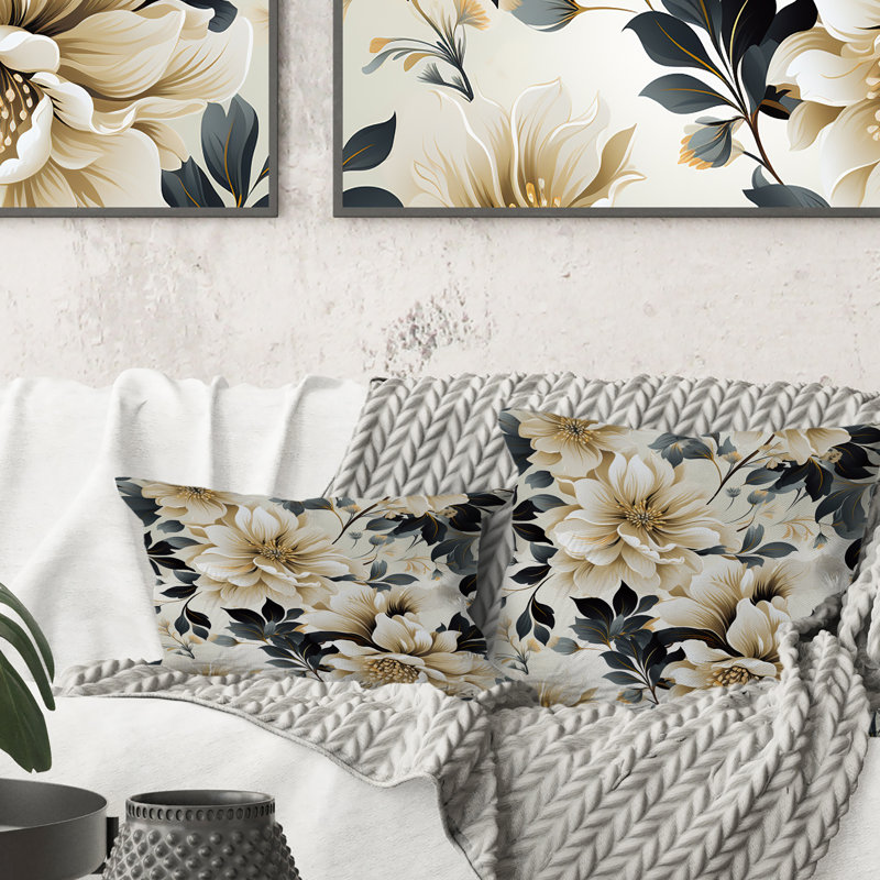Coussin décoratif Timeless Beige Peony Sophistication III, H 18 po x l 18 po