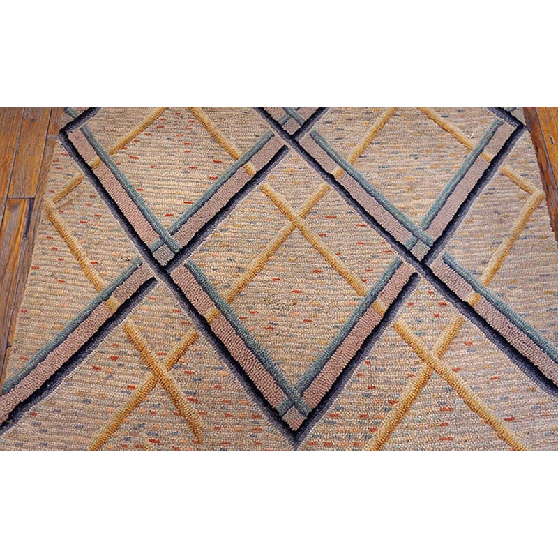 Petit tapis crocheté en laine antique American