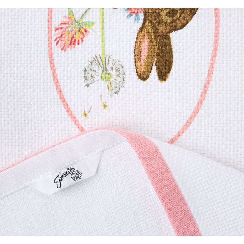 FIESTA Easter Bunny Kitchen Towels 2-Pack Set,, 16"x28", Pink