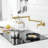 Commercial Wall Mount Pot Filler Kitchen Faucet, Folding Stretchable Double Joint Swing Arm With Dual Handles, Brushed Gold-123266427