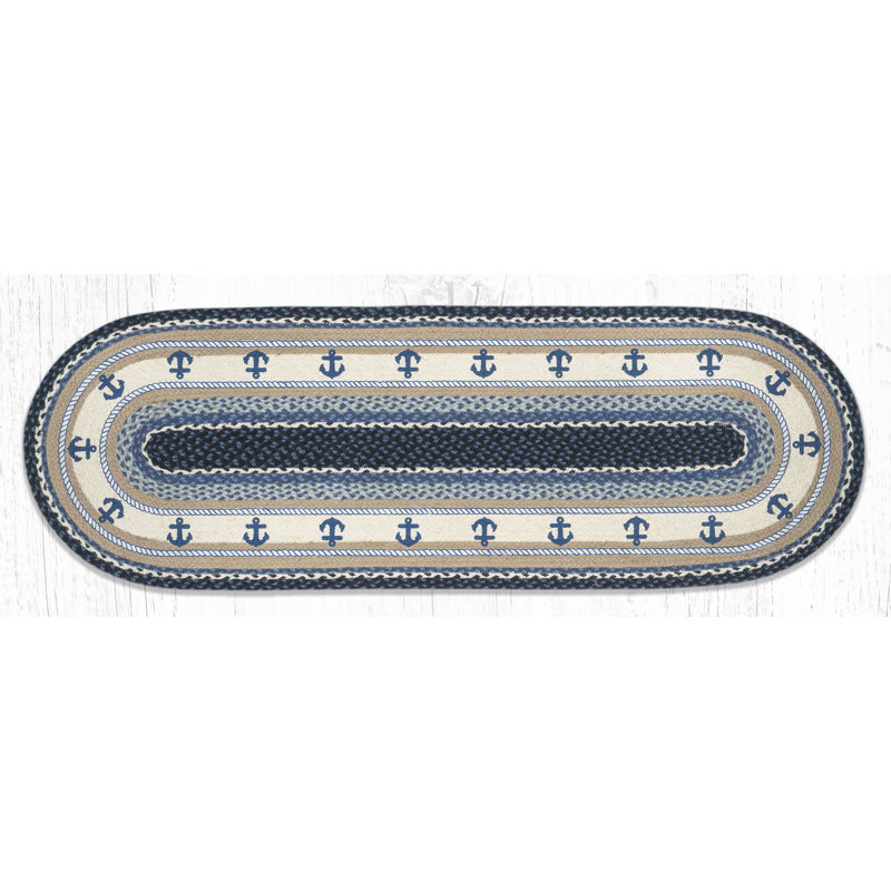 Tapis d'escalier ovale en jute, 2 pi x 6 pi