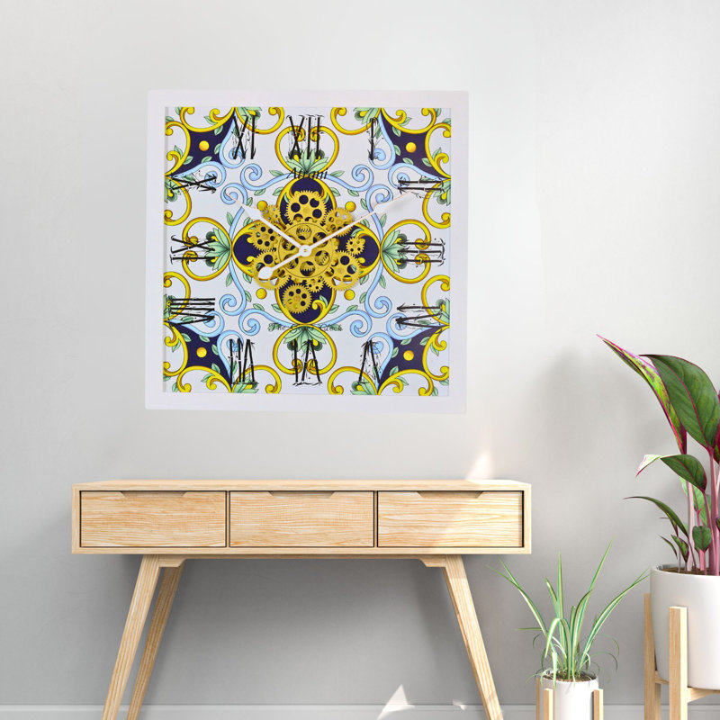 Atrani 24'' Square Wall Clock with Real Moving Gears