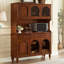 Dark-brown Solid + Manufactured Wood+Glass Sideboard-1834161900