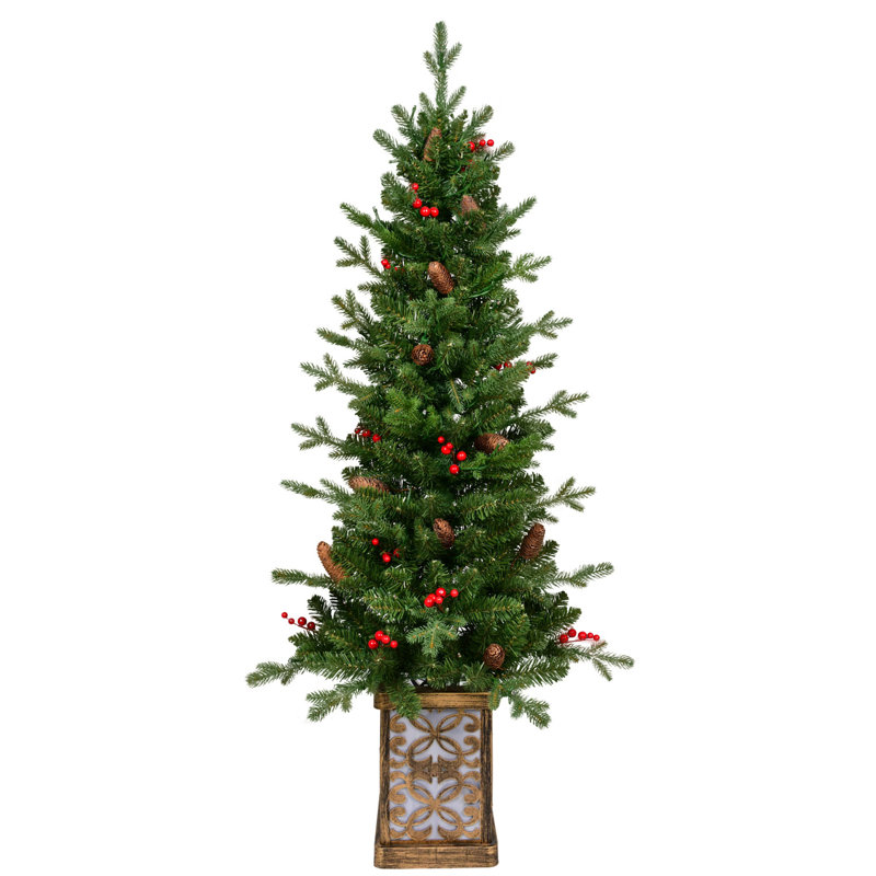 Arbre de Noël vert 4 pi avec base scintillante - 100 lumières DEL multicolores