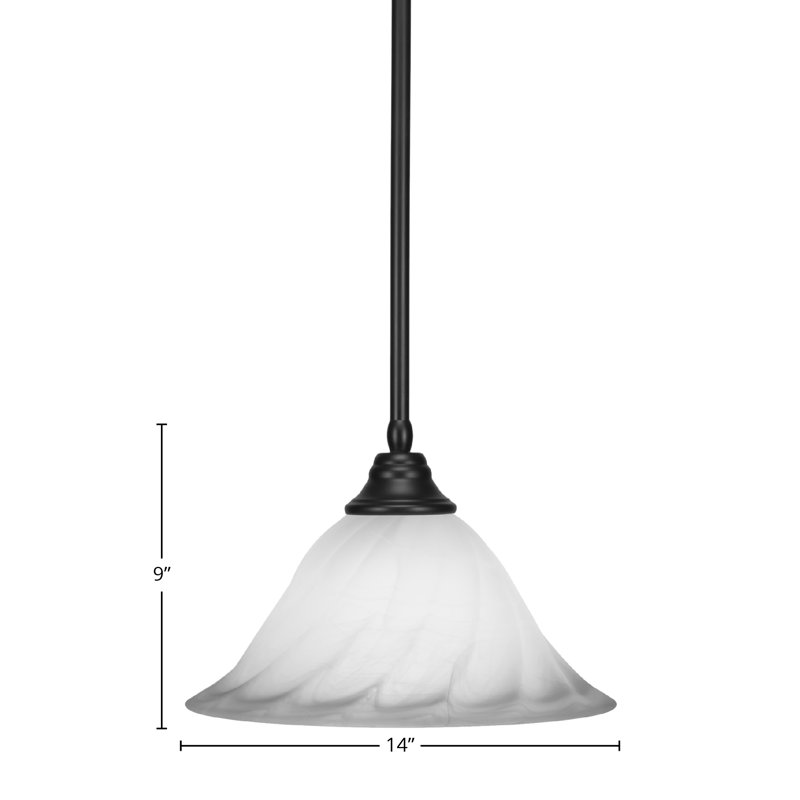 Mini-luminaire suspendu à tige, Noir mat, Blanc / gris foncé