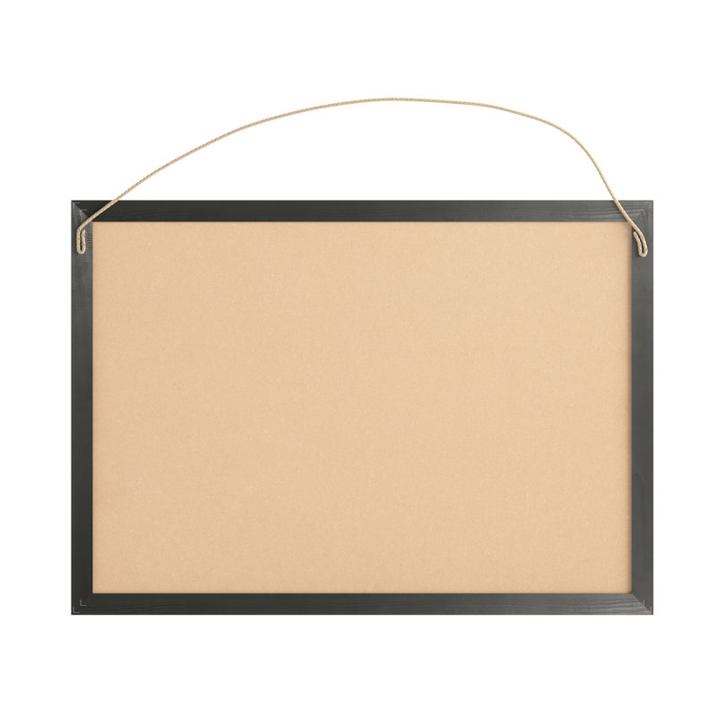 Mattson Commercial Wall Mount Framed Linen Board with Included Wooden Push Pins, Black, 30" x 20"