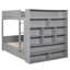 Lit superposé double en bois massif gris - 2 tiroirs et armoire multicouche pour une chambre de bébé confortable avec rangement intelligent-1935278787-1935278785