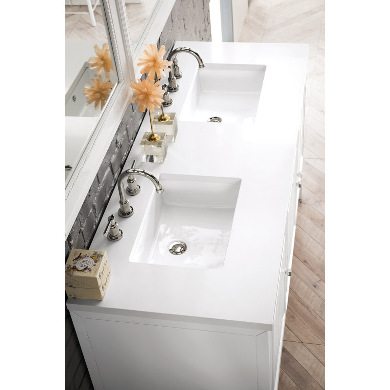 Athens 60'' W  W Double Vanity, 8" Widespread, Ethereal Noctis, Glossy White