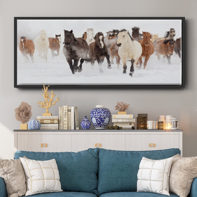 Pasture Run- Framed Canvas, 24" H x 60" W