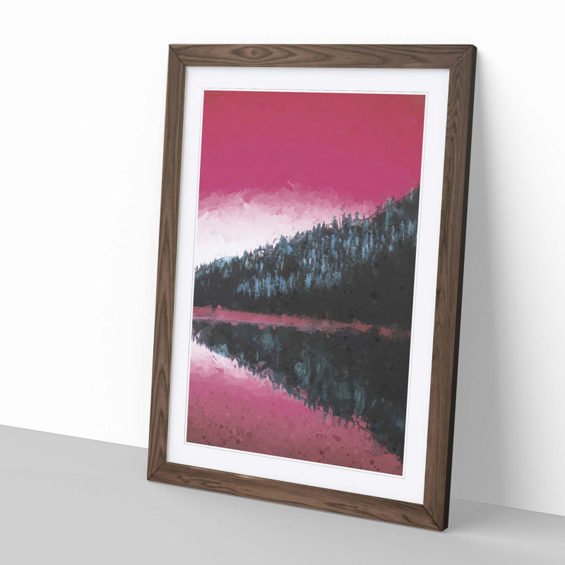 The Pink Forest Angles in Abstract - Picture Frame Graphic Art Print, 87cm H x 62cm W x 2cm D, Walnut Framed