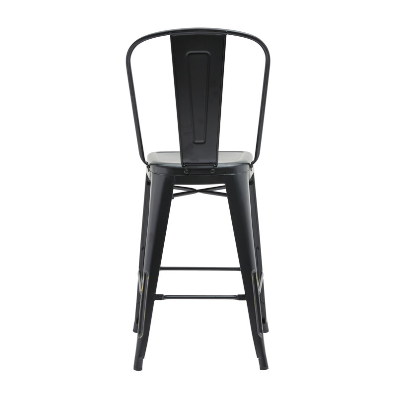 Kiplin Counter Stool with Metal Frame, Black