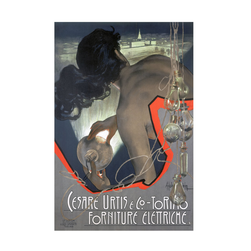 Adolfo Hohenstein, Cesare Urtis And Co, Torino - Forniture Elettriche, affiche, italien, 1900, art sur toile