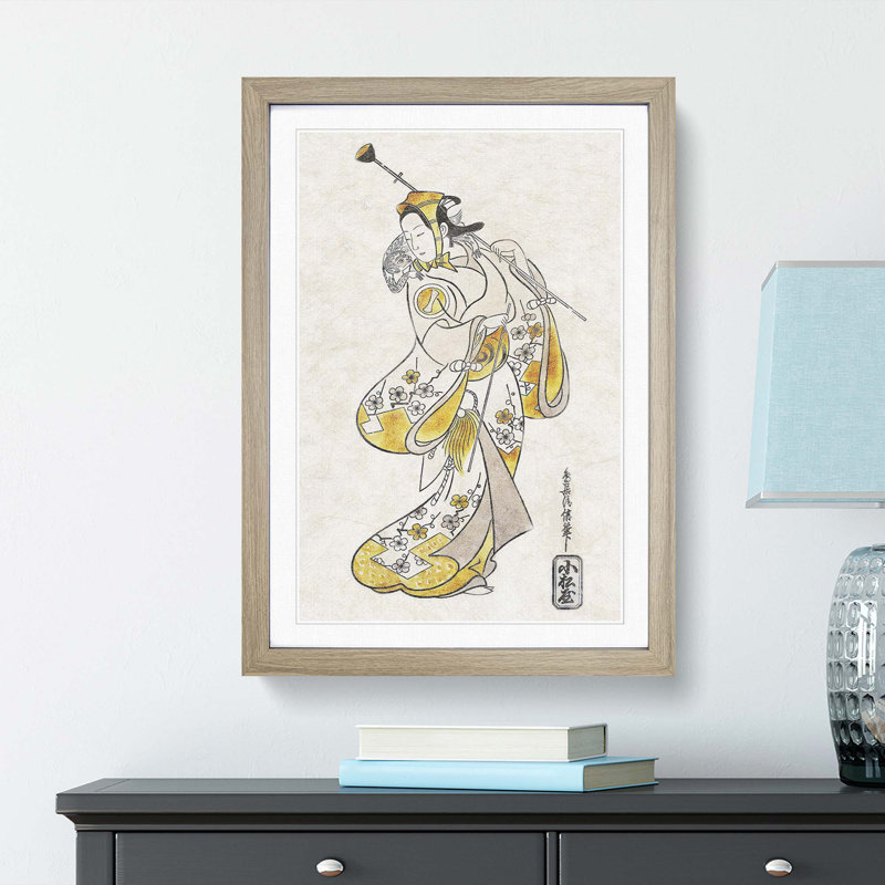 Ichikawa Monnosuke by Torii Kiyonobu - Picture Frame Painting Print, 48cm H x 36cm W x 2cm D, Oak Framed