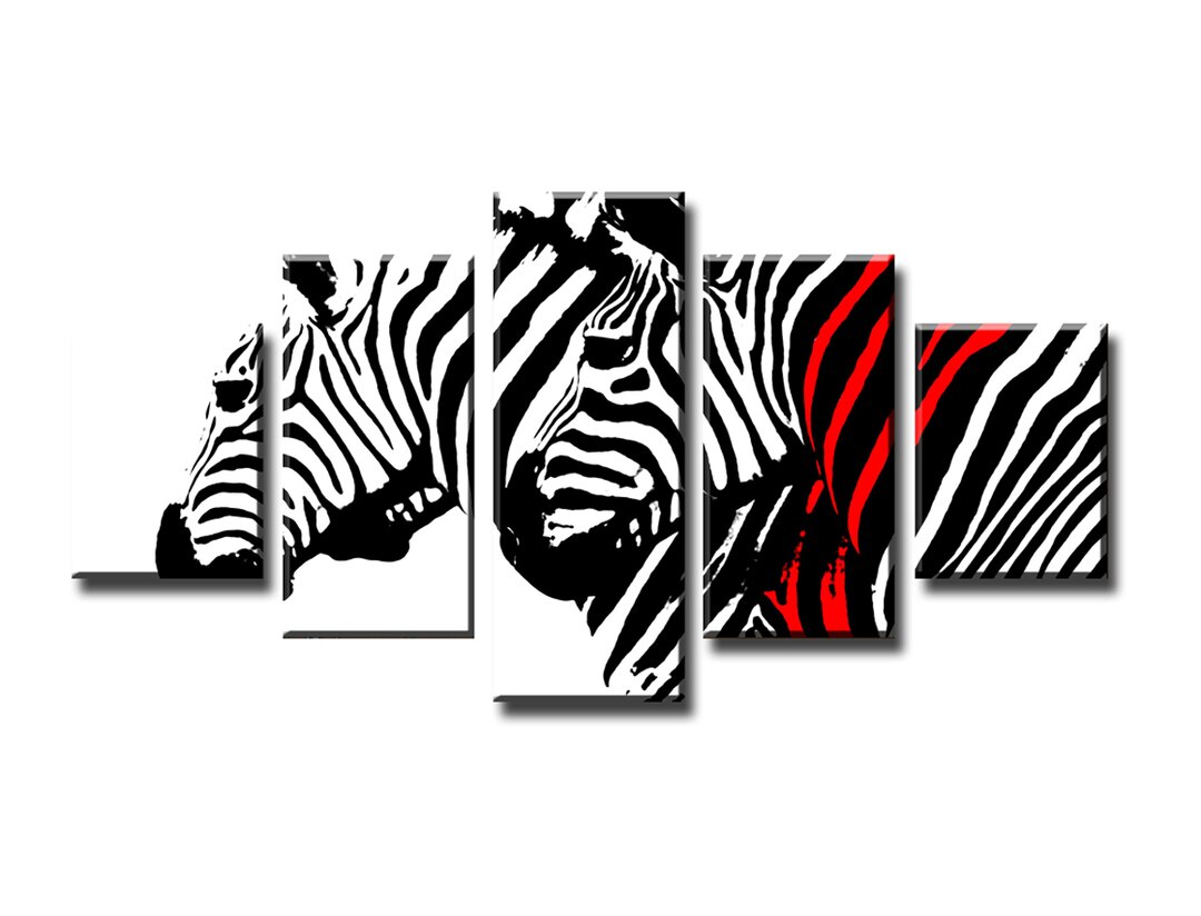 5-tlg. Leinwandbilder-Set Zebra