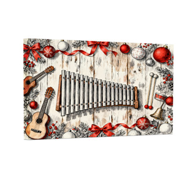 Ensemble de 3 reproductions d'art sur toile, "Christmas Christmas Instruments and Decorations"