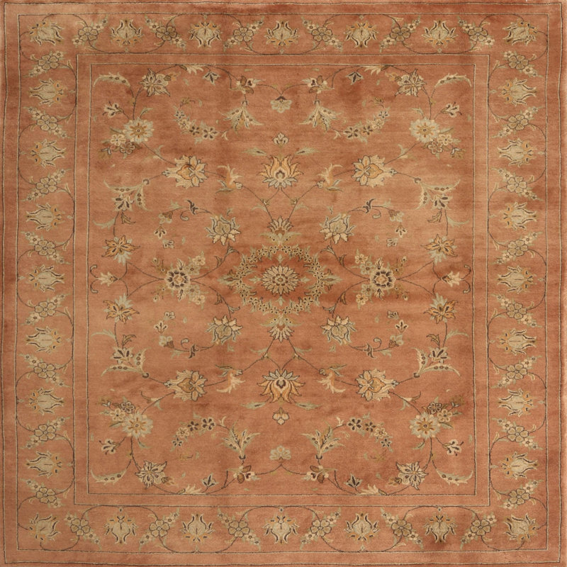 Tapis brun/vert/gris zone contemporaine, Carré 4 pi