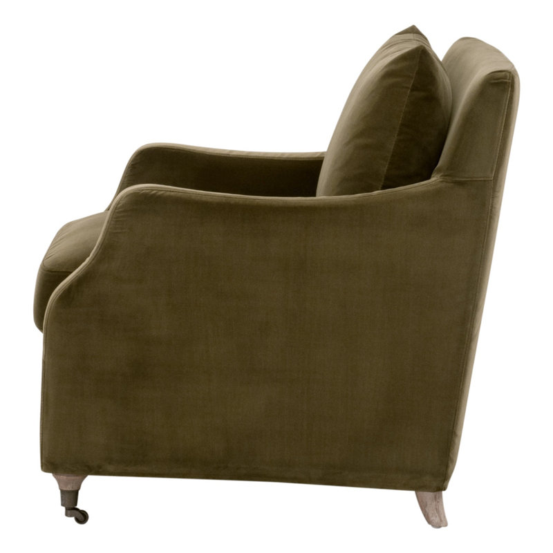 Fauteuil club en velours Jade Olive
