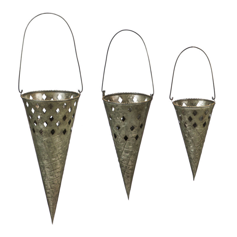 Ensemble de pots de suspension galvanisé 3 pièces rosie