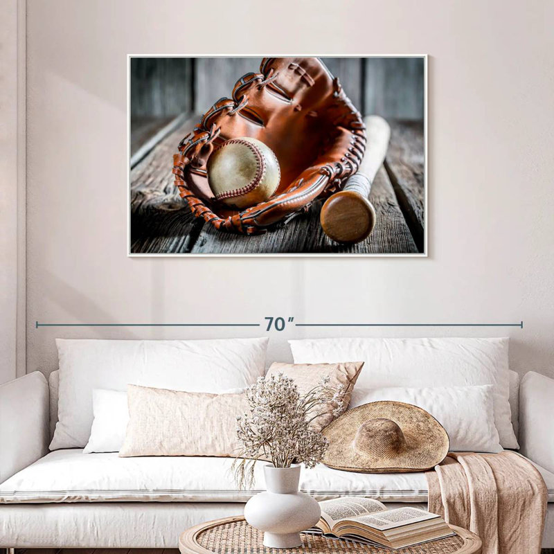Baseball Basics, 13" X 9", Floating Frame White
