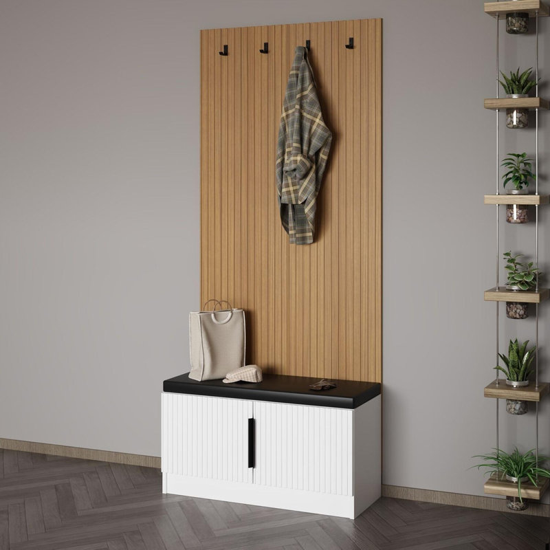 Nichlas 90 cm W Hall Tree, White
