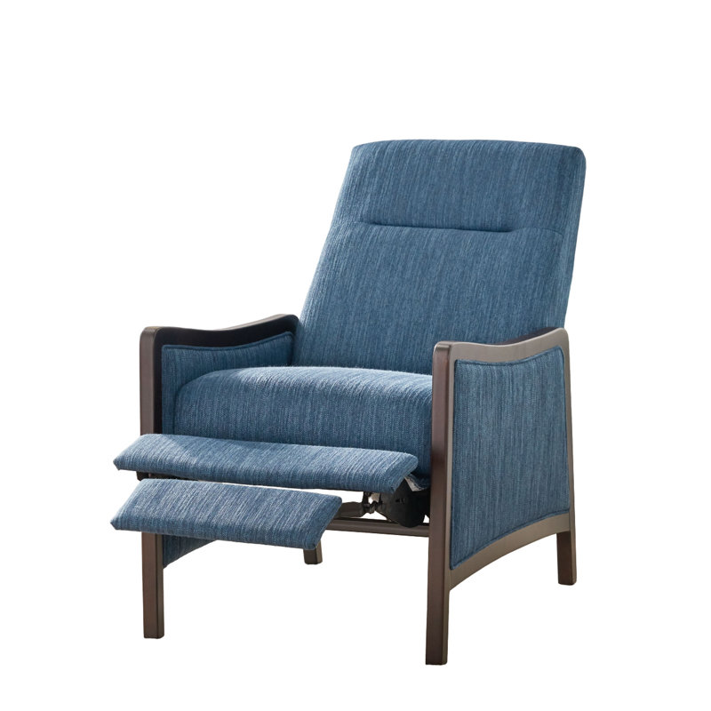 Burtnett Upholstered Recliner, Navy Blue 100% Polyester