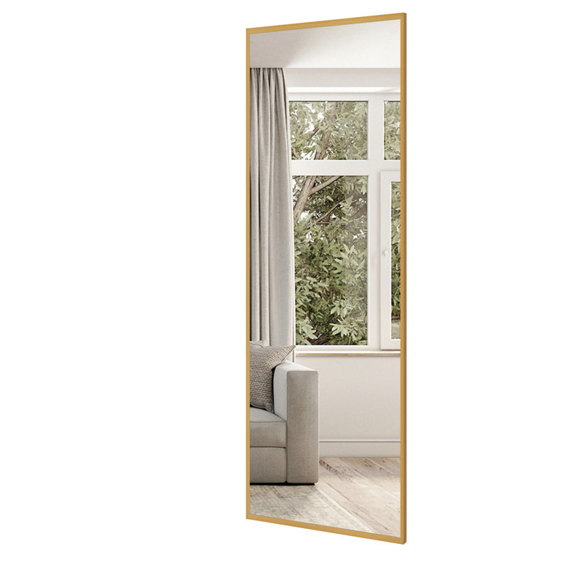Talma Wood Flat Mirror, 51" H x 16" W, Gold