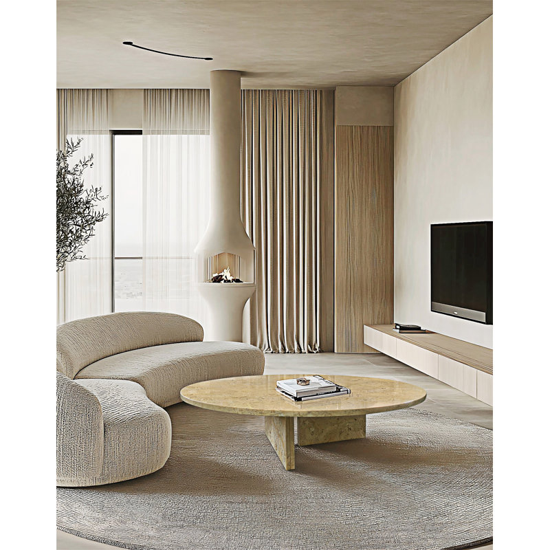 Table basse ronde, Beige, jaune