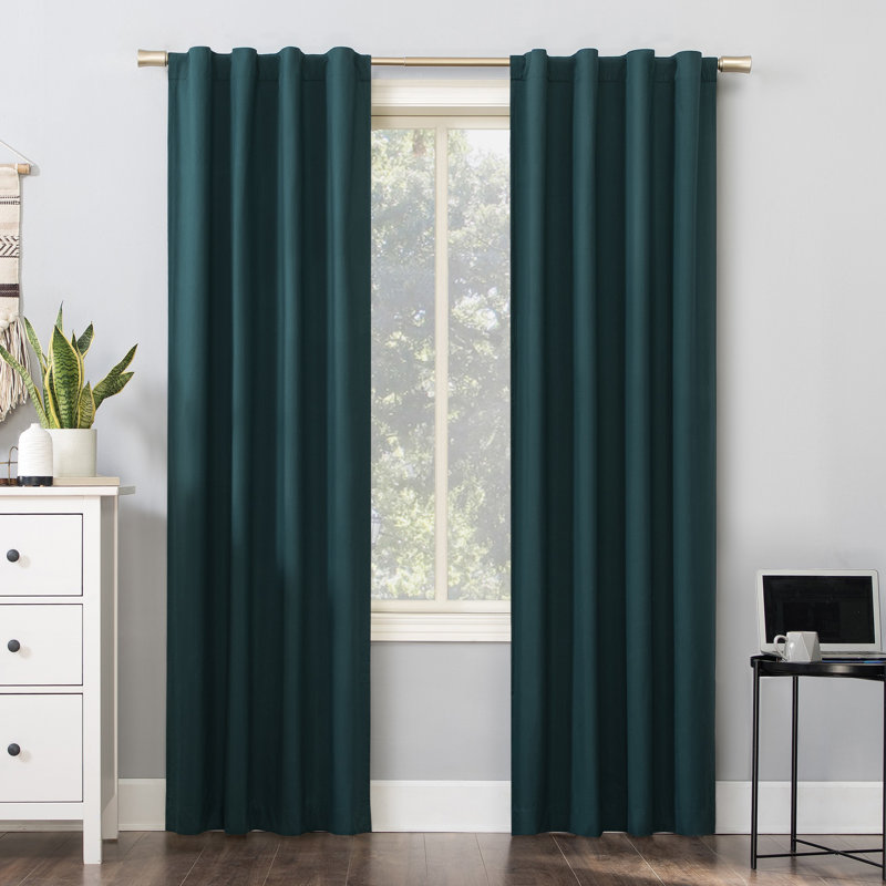 Thermal 100% Blackout Back Tab/Rod Pocket Curtain Panel - Basics by Wayfair™, Teal, 40" W x 63" L