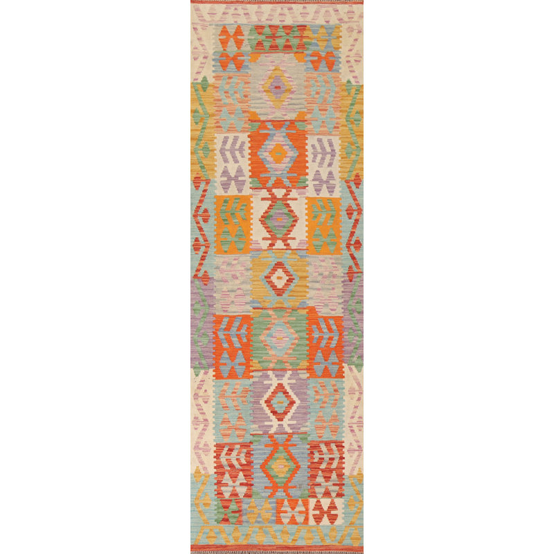 Geometric Kilim Oriental Runner Rug 3x10