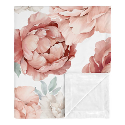 Peony Floral Garden Pink and Ivory Security Baby Blanket by Sweet Jojo Designs