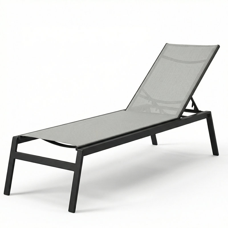  Skyway Chaise, Augustine Alloy II Sling/Matte Black