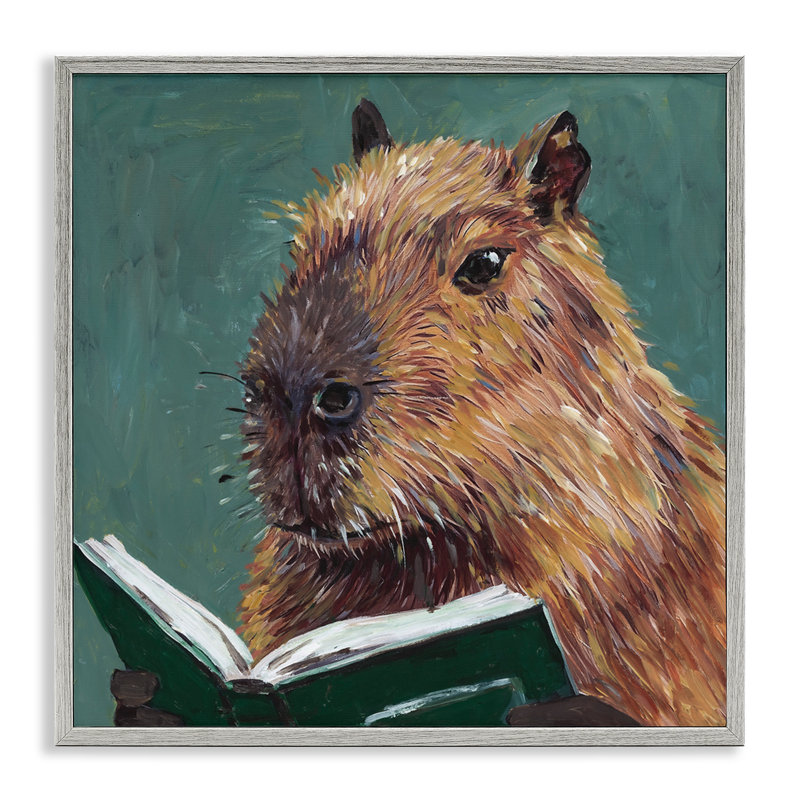 Étude gaie de lecture encadrée Capybara, design par Studio Bautista, Estampe numérique Farmhouse, H 12 po x l 12 po