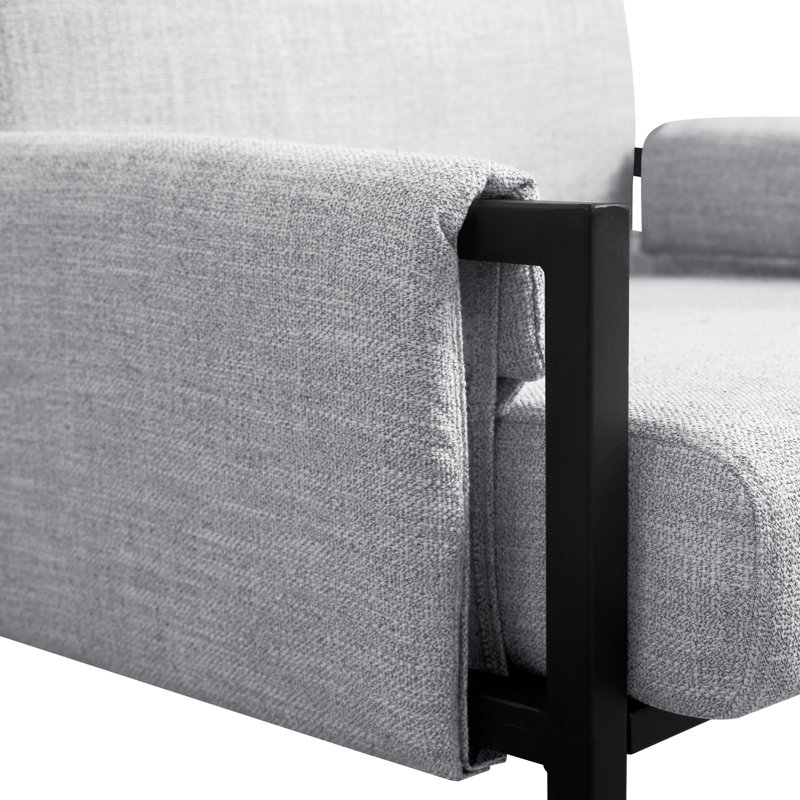 Doerr Set of 2 Upholstered Accent Chairs, Mélange de polyester gris