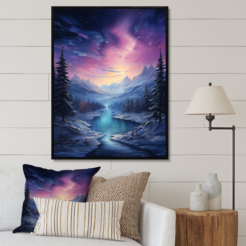 Northern Lights V sur toile, H 32 po x l 24 po x P 1 po, Cadre flottant noir