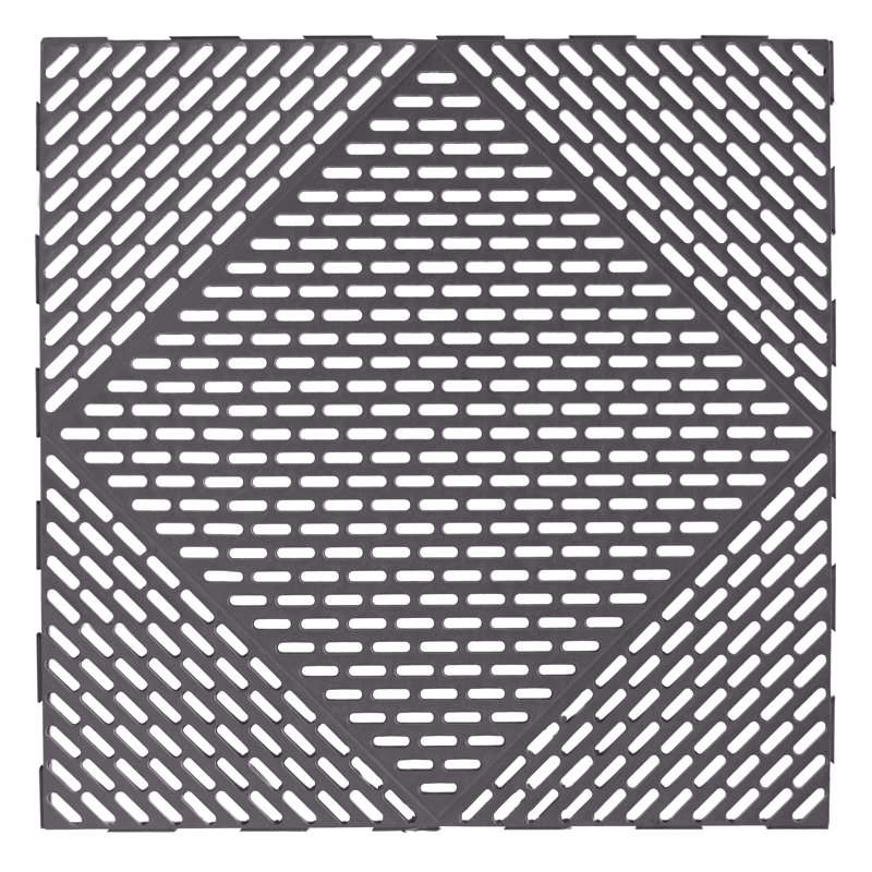 EasyTile 12 Pack Interlocking PVC Modular Tiles w/ Drainage, 18x18 Inches, Gray, Gray