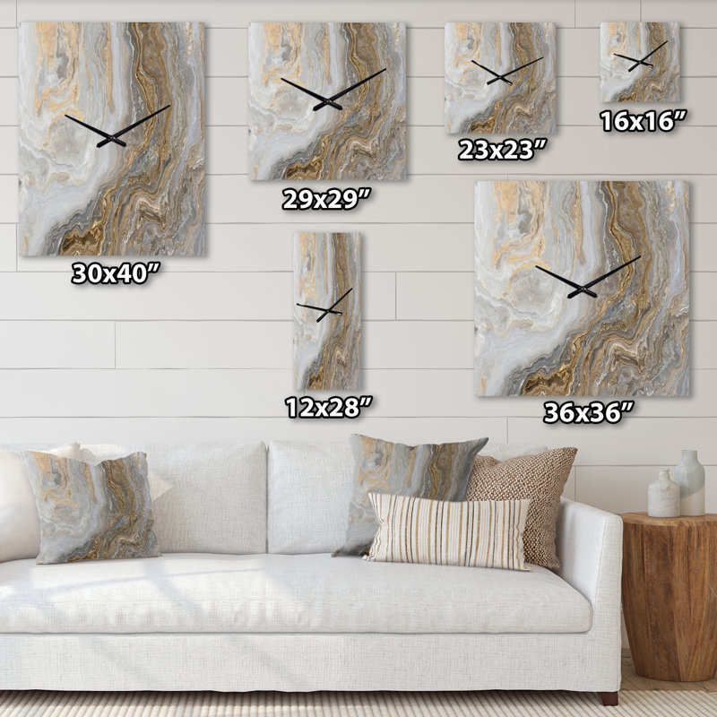 Abstract Square Metal Wall Clock, Large