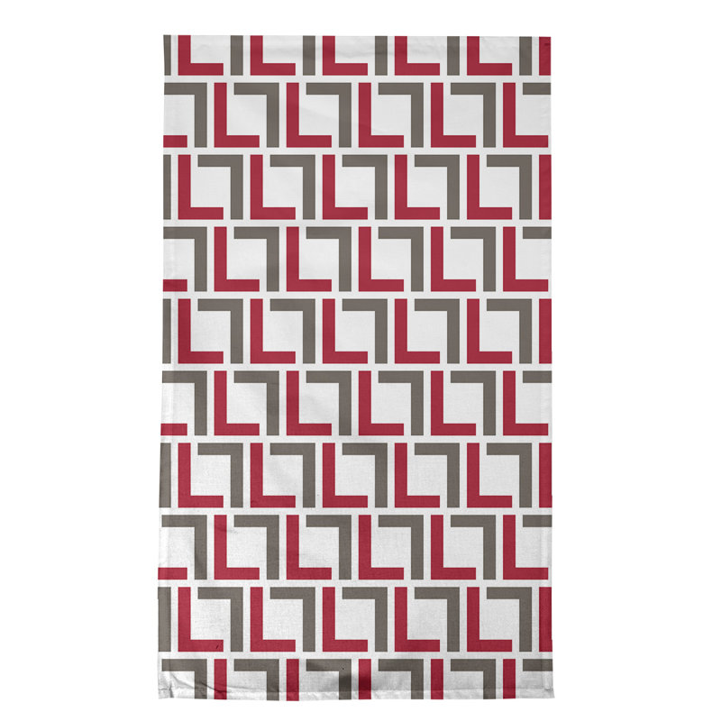 Tokyo Tea Towel Kitchen Towel, Cotton Blend, White/Red/Pewter