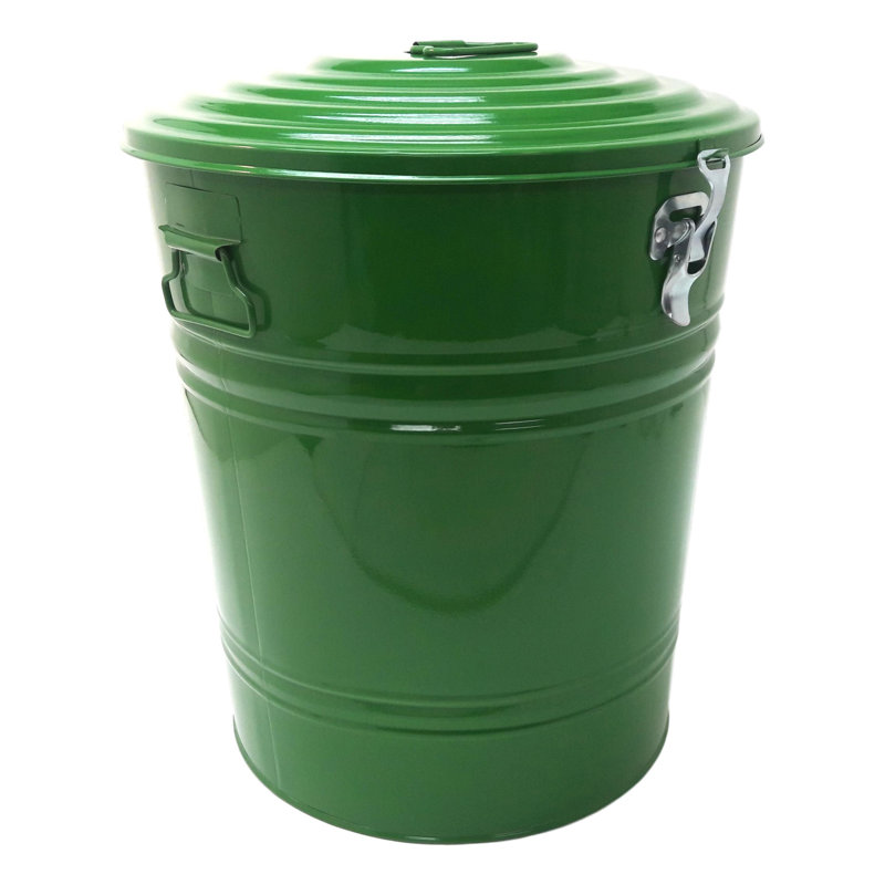 Bac de recyclage en acier émaillé galvanisé, sauge, H 22 po x l 15 po x P 15 po