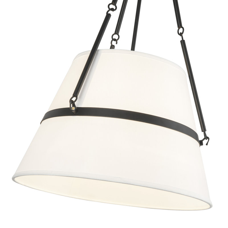 Luminaire suspendu géométrique à 1 lumière Oliver, Noir mat / lin blanc